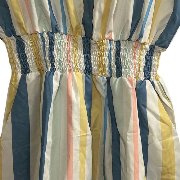 Emery Rose Women's Striped V-Neck Romper Multicolor XL Summer - Picture 3 of 14